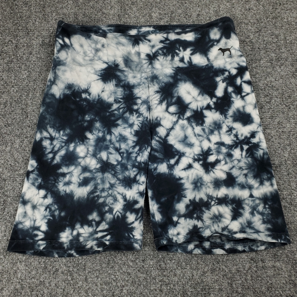 Pink Victorias Secret Yoga Shorts Womens Small Tie Dye Dog Logo Gym Running Y2K